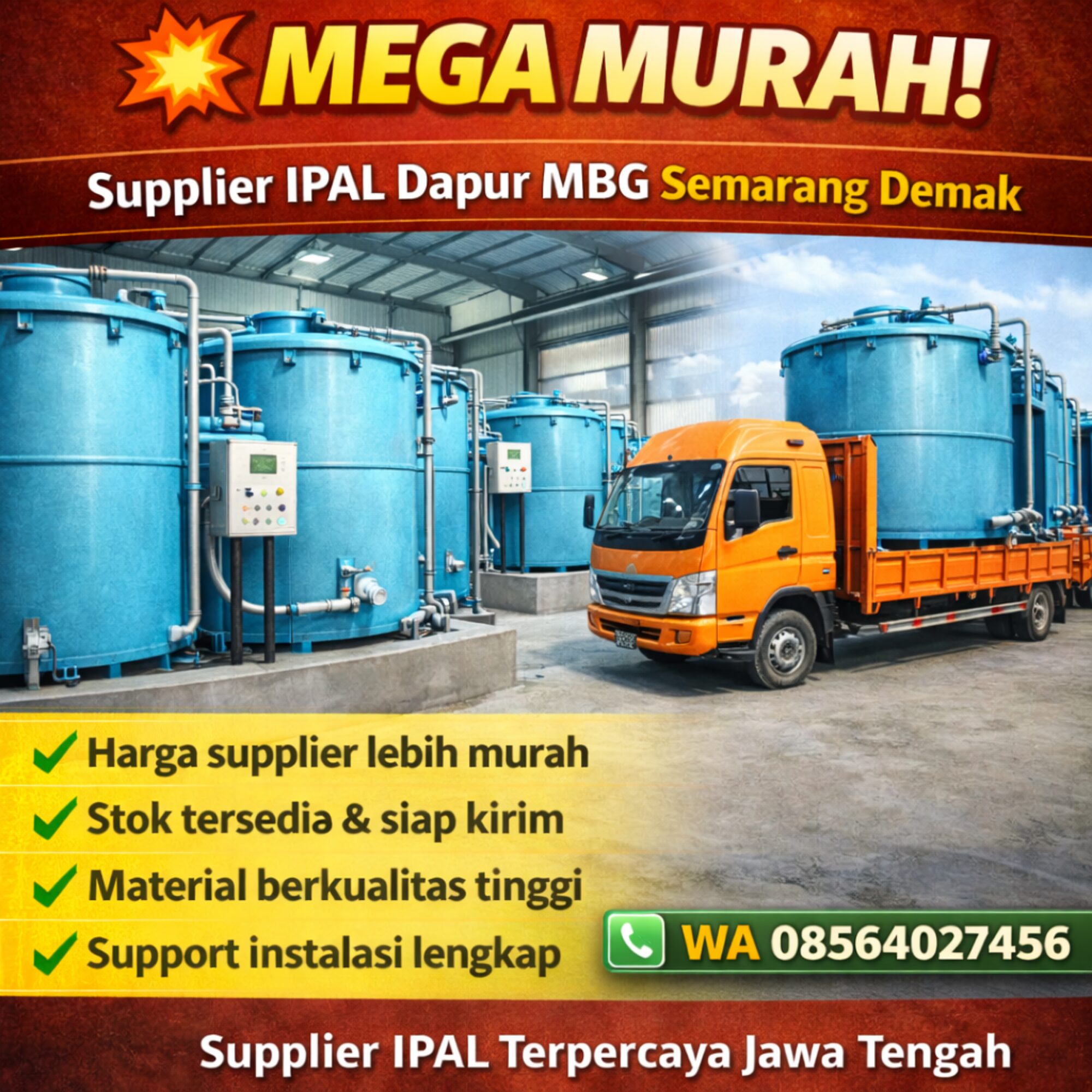 MEGA MURAH WA 085640287456 Supplier IPAL Dapur MBG di Kota Semarang Demak