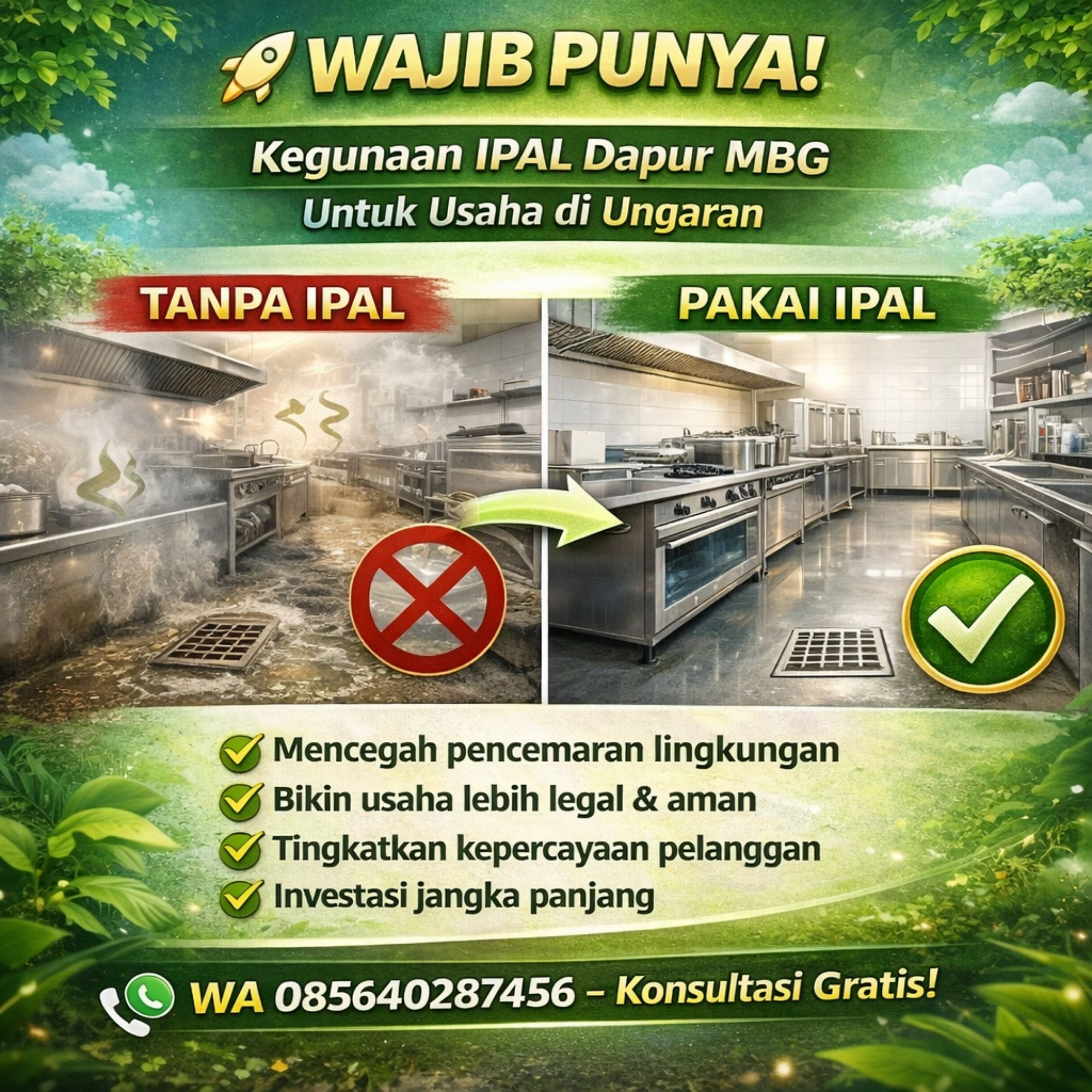 WAJIB PUNYA WA 085640287456 Kegunaan IPAL Dapur MBG Untuk Usaha di Ungaran