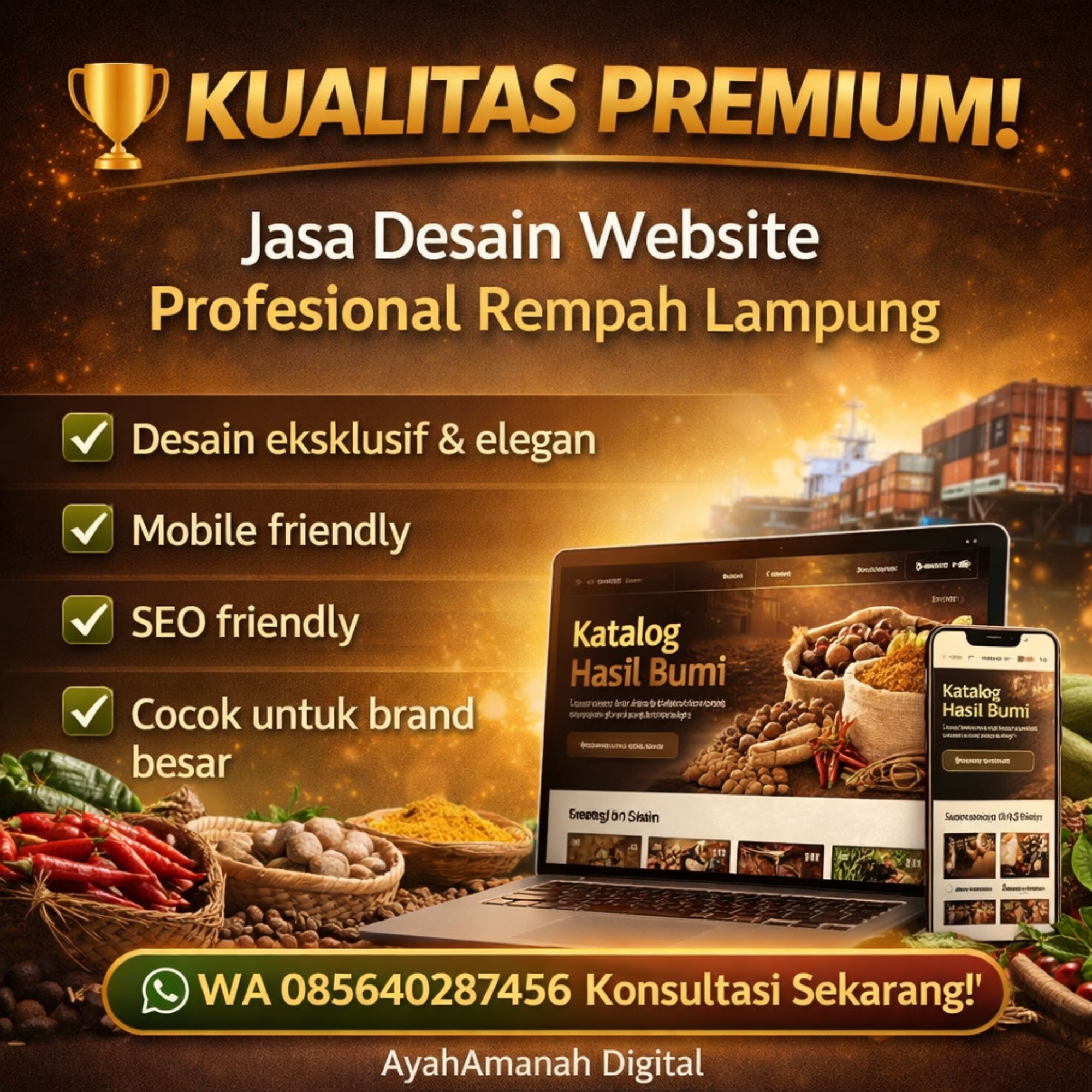 KUALITAS PREMIUM WA 085640287456 Jasa Desain Website Profesional Rempah Lampung – AyahAmanah Digital