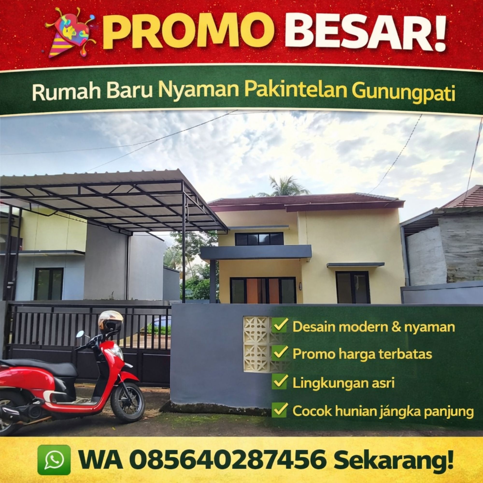 PROMO BESAR! WA 085640287456 Beli Rumah Baru Pakintelan Gunungpati Semarang Modern