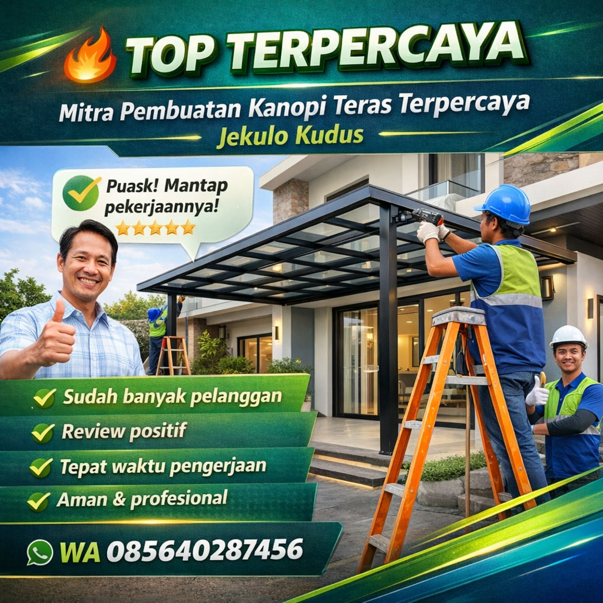TOP TERPERCAYA WA 085640287456 Mitra Pembuatan Kanopi Teras Terpercaya di Jekulo Kudus