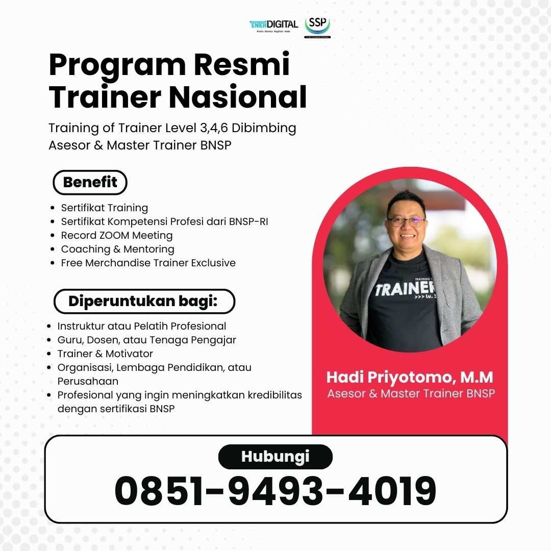 AHLI! HUB: 0851-9493-4019, Training TOT Sertifikasi BNSP Cimahi