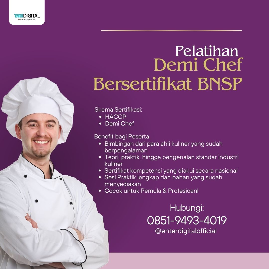 KREDIBEL! TELP. 0851-9493-4019, Sertifikasi BNSP Demi Chef Tarakan